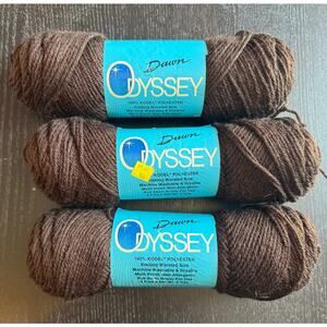 Lot of 3 Dawn Odyssey Yarn in #425 Wood Brown Acrylic Worsted